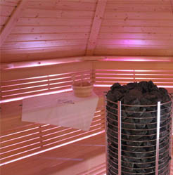 Farblichtsystem LED Exklusiv<br> (Inklusive Fernbedienung mit <br>Farblichtwechsel)<br>Montage unter den Saunabänken